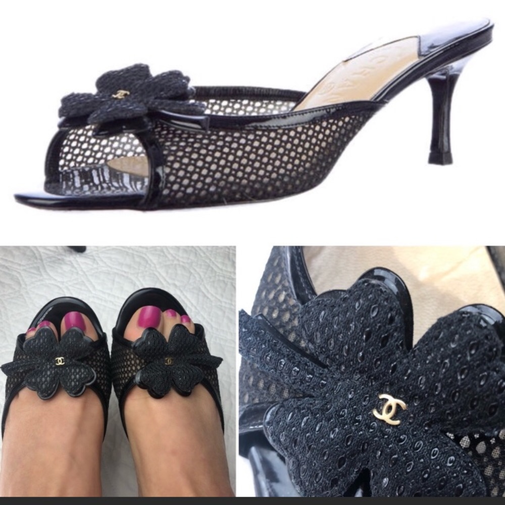 Chanel kitten heel mules